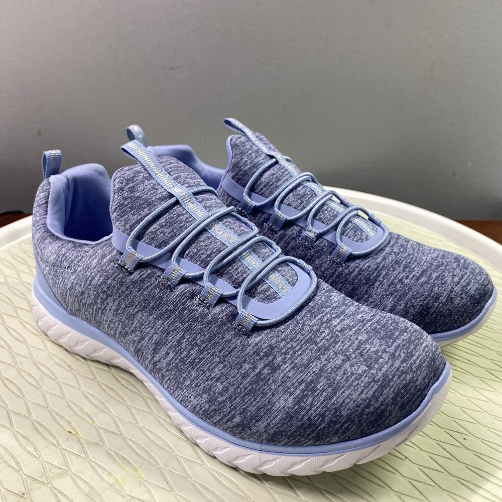 Athletic Works Women's Blue Slip-on Bungee Athletic Sneakers Shoes Sz.8.5